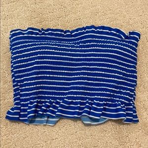 Blue and white striped bikini top!!
